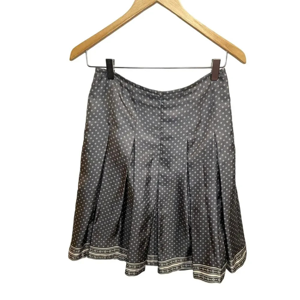 Kent & Curwen Grey Silk Polka Dot Mini Skirt